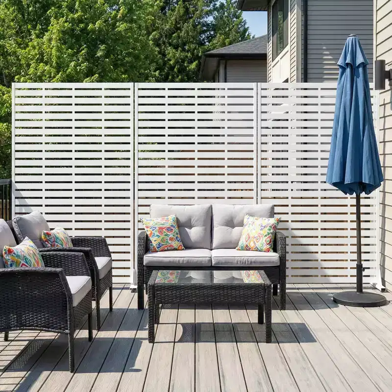 MAYEERTY 72x47 White Outdoor Natural Privacy Panel Screen, 6 Piece Set Natural Folding Divider for Backyard and Garden