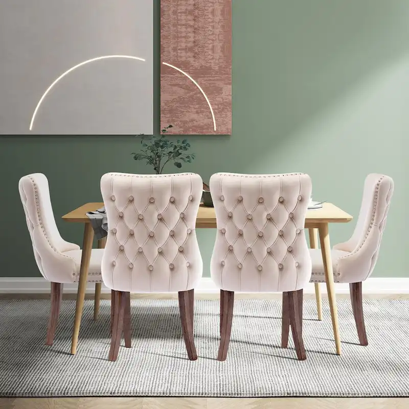 KATA Velvet Upholstered Wingback Dining Chairs Set of 4