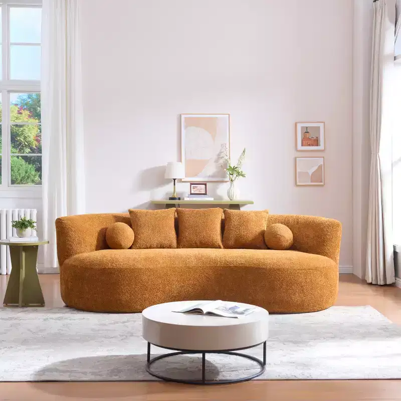 Christopher Knight Home Grazia 90'' Modern Curved Boucle Upholstered 3-Seater Sofa