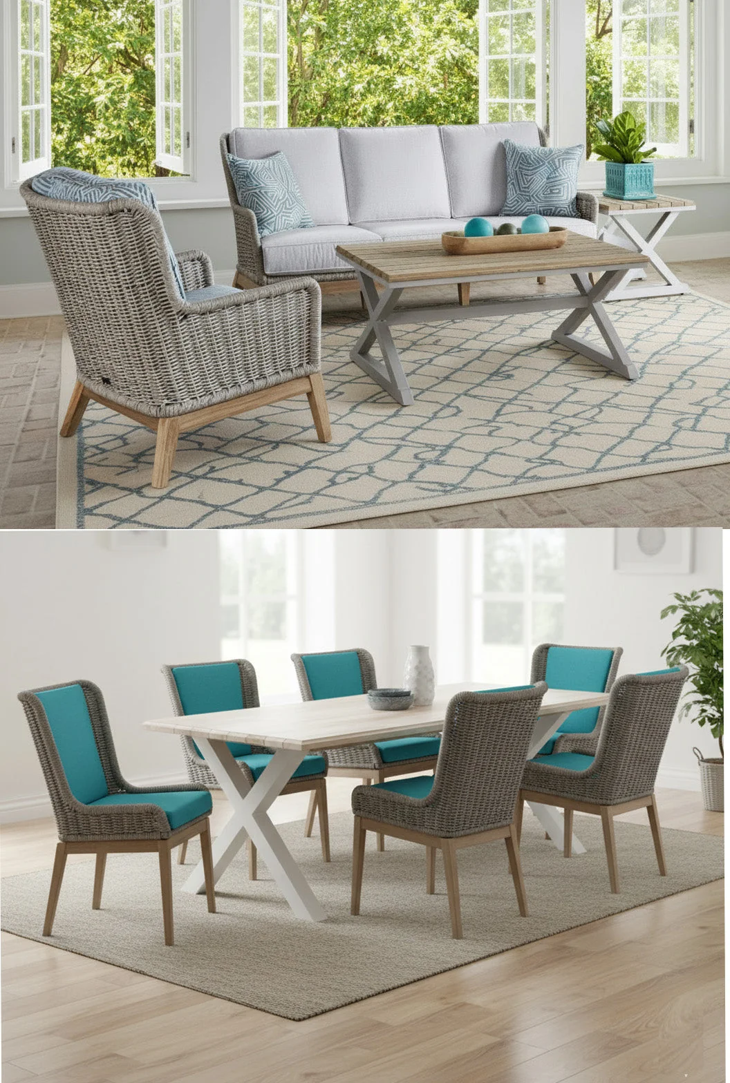 Outdoor Wicker Patio Sofa Frost Grey