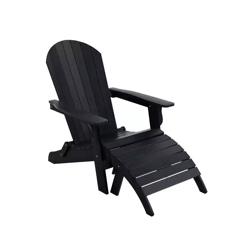 WestinTrends Tuscany HIPS Outdoor Patio Folding Adirondack Chair with Ottoman (2-Piece Set)