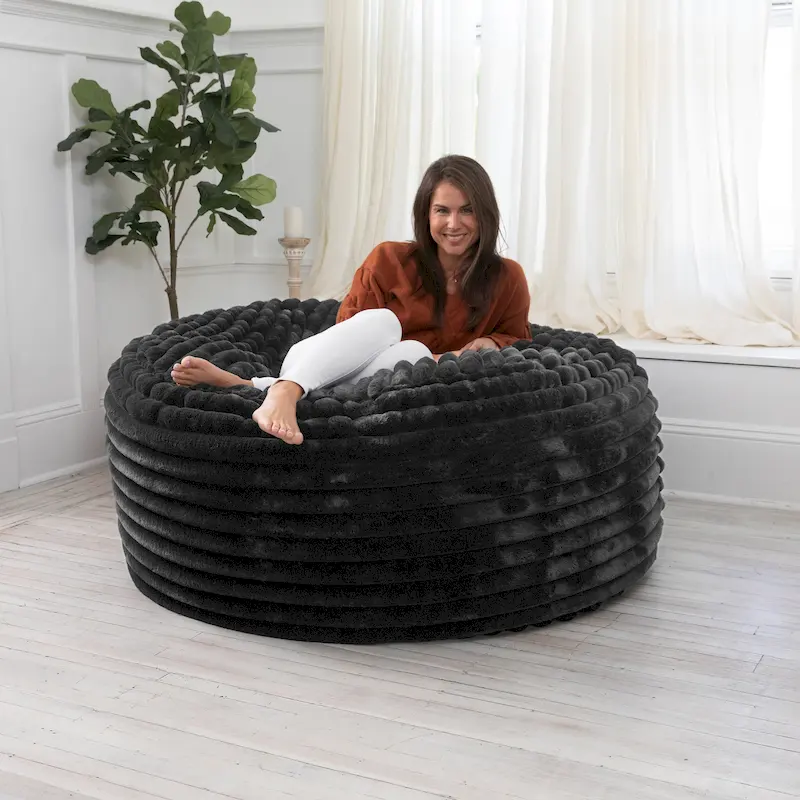 Faux Fur Large Bean Bag Chair with Removable Cover, 1–2 Adults