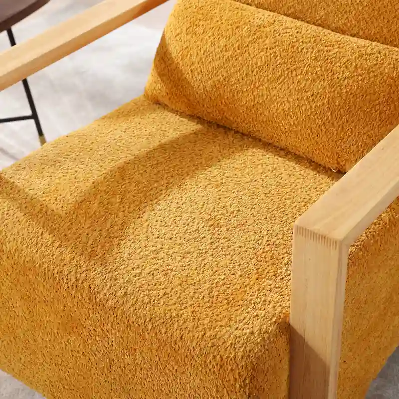 Mid-Century Boucle Upholstered Swivel Armchair With Pillow