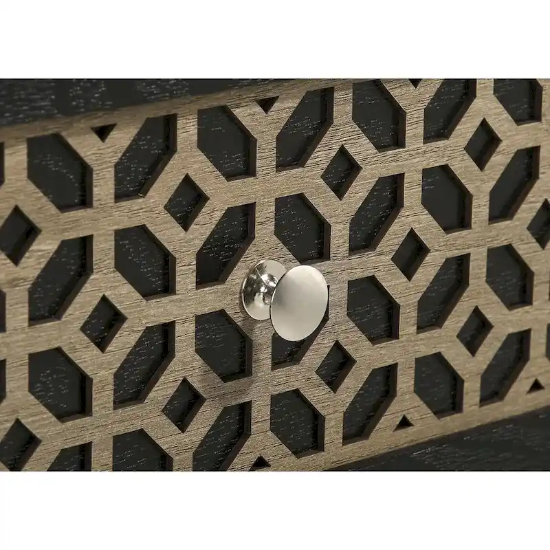 Black and Light Brown 2-Drawer Nightstand