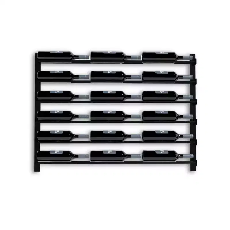 Black Metal Wall-Mounted 18-Bottle Wine Rack, 1-Person Assembly