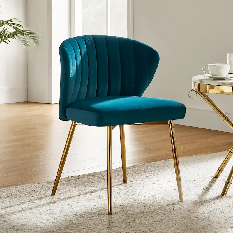 Luna Modern Glam Upholstered Tufted Back Side Accent Dining Chair with Small Base by HULALA HOME