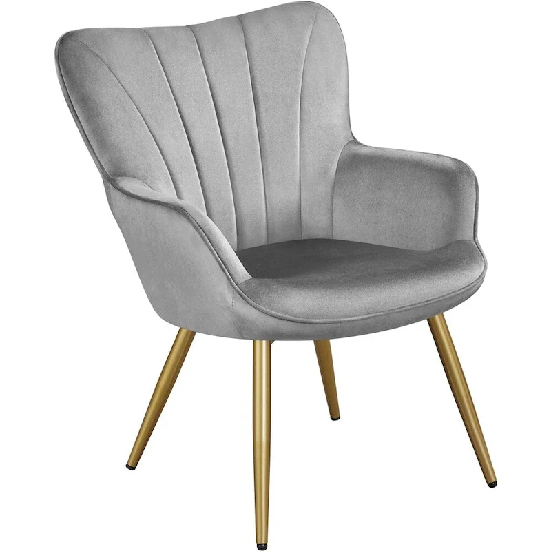 Modern Pleated Curved Back Velvet Accent Chair Modern Armchair for Living Room
