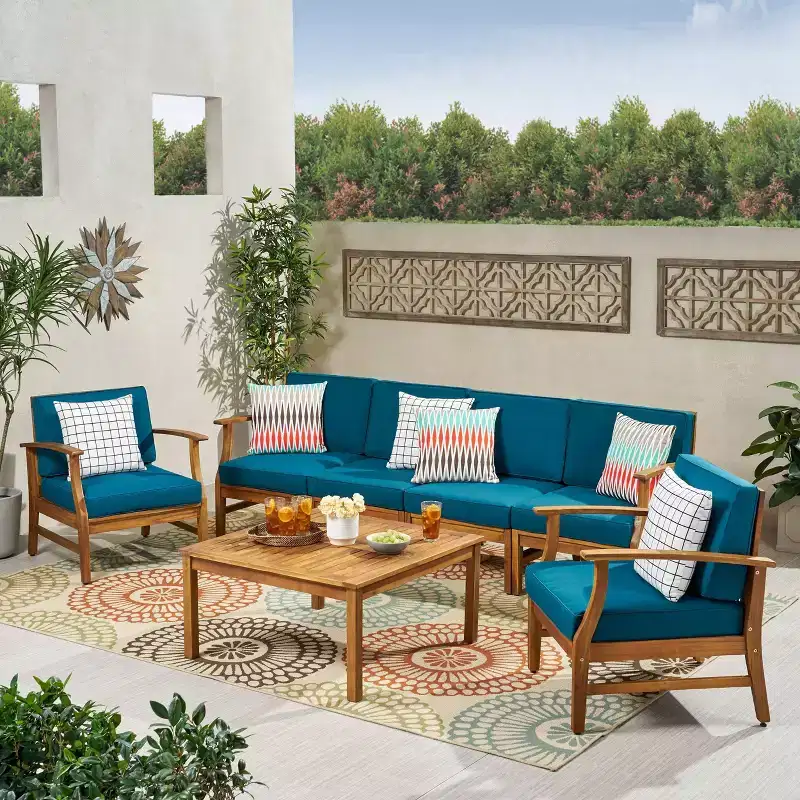 Perla 7pc Acacia Wood Sofa & Club Chair Set - Christopher Knight Home: Outdoor Seating with