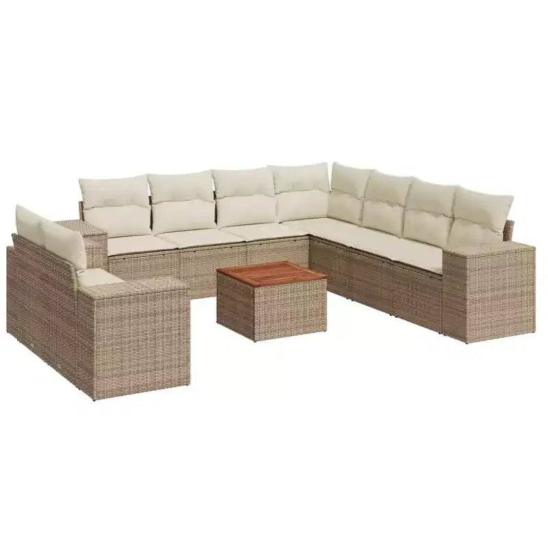vidaXL Patio Sofa Set with Cushions Outdoor Furniture 10 Piece Poly Rattan