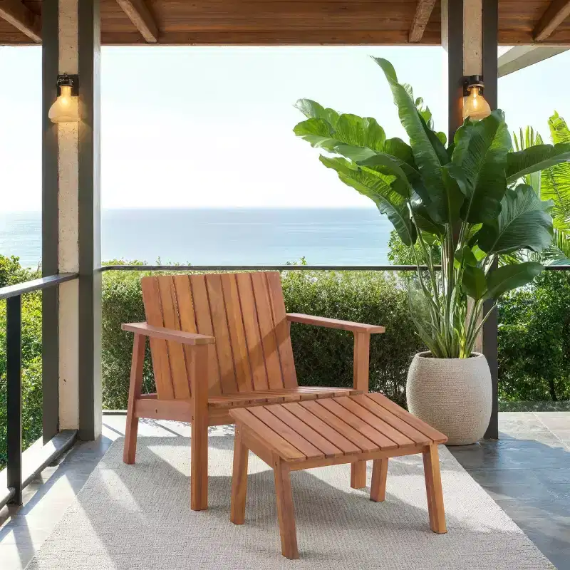 Fallon Chair & Ottoman Patio Set - Indoor/Outdoor - PAT7333 - Natural - Safavieh