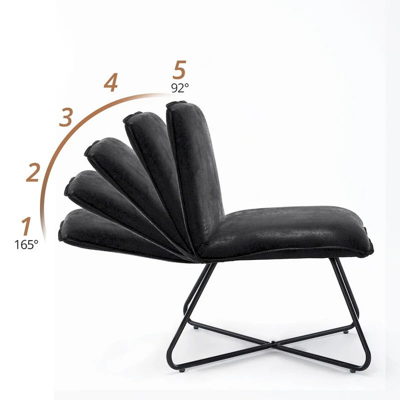 LUE BONA Mid Century Faux Leather Accent Chair With Adjustable Backrest - 31.5 H X 22.2 W X 23.6 D