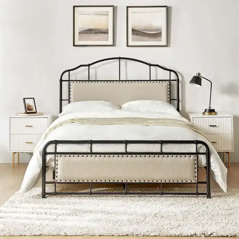 Industrial 62 High Headboard Platform Metal Bed Frame