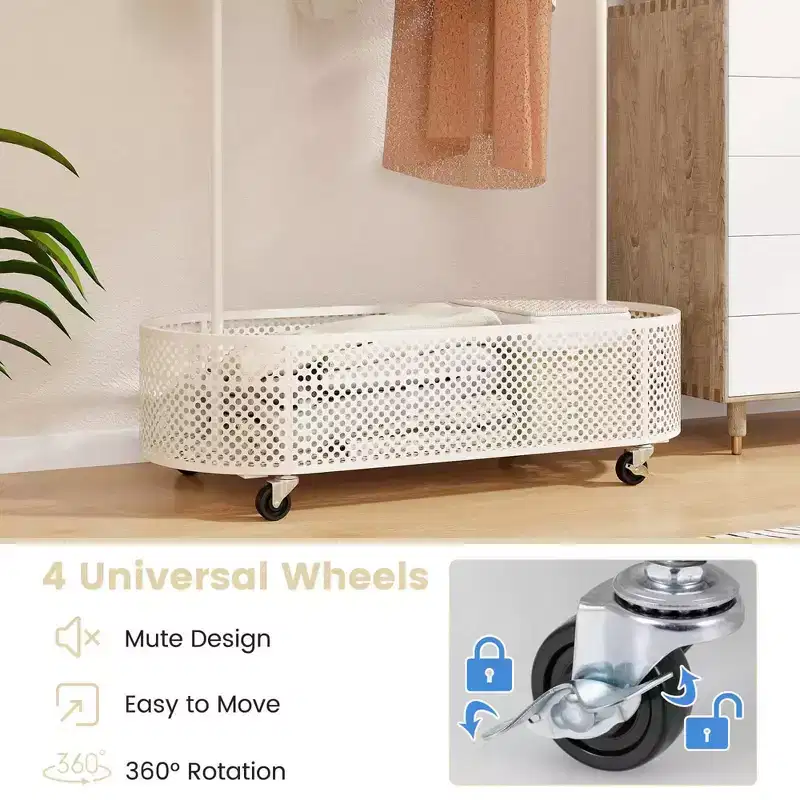 Kid Clothes Rack with 3 Adjustable Heights Home Freestanding Clothes Rack White/Pink