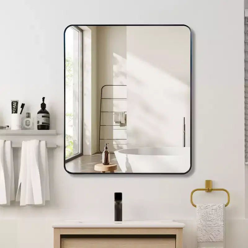 Whisen 30x36 Inch Rectangular Bathroom Wall Mirror, HD Glass with Anti-Rust Aluminum Frame
