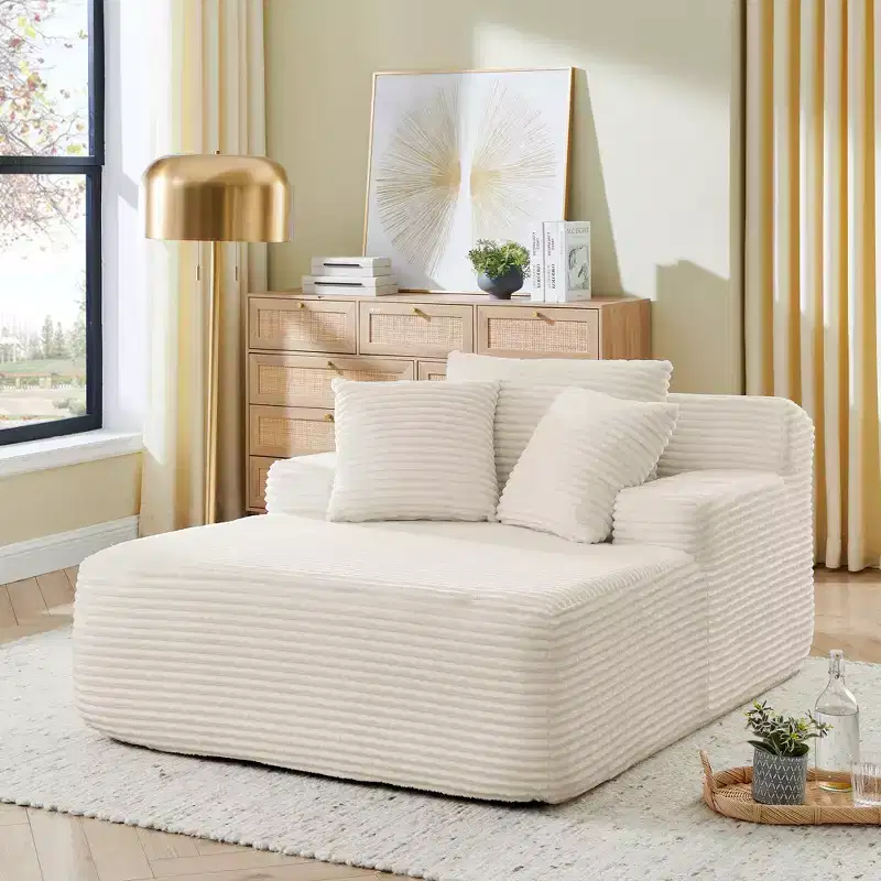 Lazy Single Sofa Upholstered Chaise Lounge Sleeper Sofa Leisure Lounge Chair, No Assembly Required - ModernLuxe