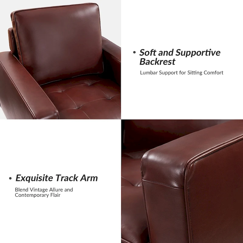 Elizabeth Mid-century Genuine Leather Arm Chair by HULALA HOME