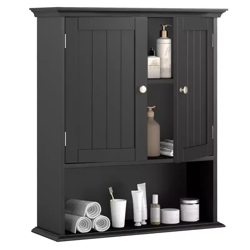 Costway Wall Mount Bathroom Cabinet Storage Organizer Medicine Cabinet Black/Brown/Gray/White