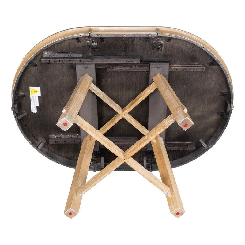 Round Extendable Dining Table with X-Base and Leaf Insert