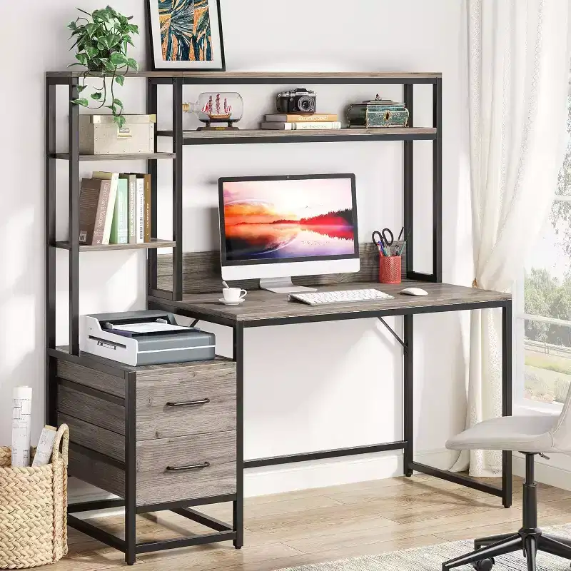 Corner Computer Desk – Grey/Black, White, Brown/White | L-Shape, 1-Person