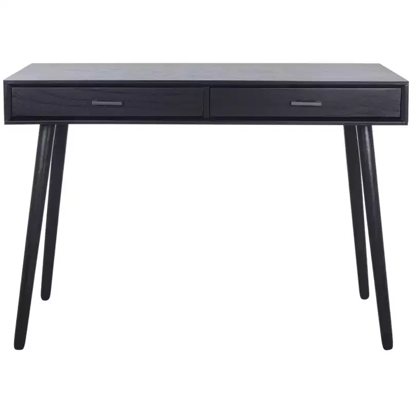 2-Drawer Writing Desk in Distressed White, Wood & MDF