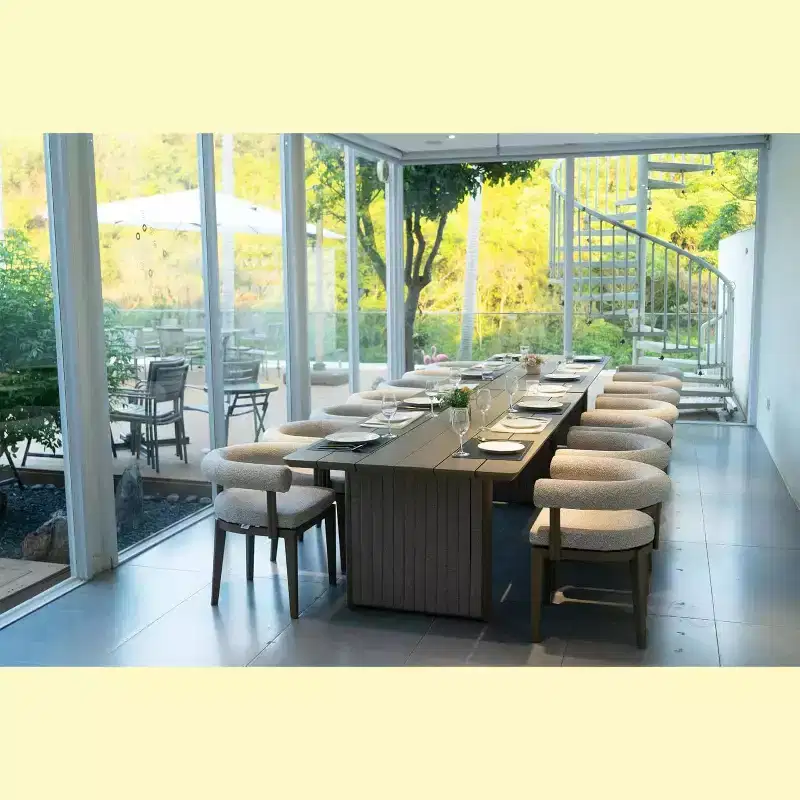 PURPLE LEAF Patio Dining Set Luxury Modern Conversation Set Aluminum Large Rectangle Dining Table and Chairs