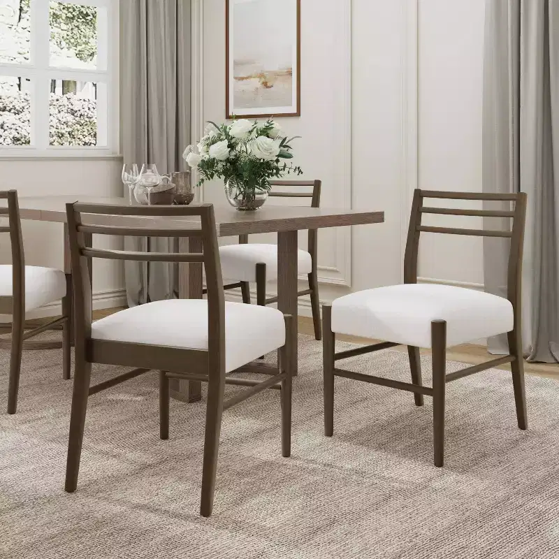 Christopher Knight Home Set of 2 Henry Farmhouse Upholstered Rubberwood Dining Chairs Brown
