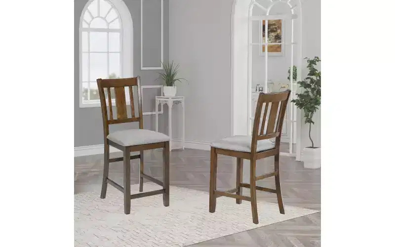 Dining Chairs Set of 4, Wooden Kitchen Dining Chair with Padded Seat and Slatted Backrest, 4 Piece Farmhouse Upholstered Barstool