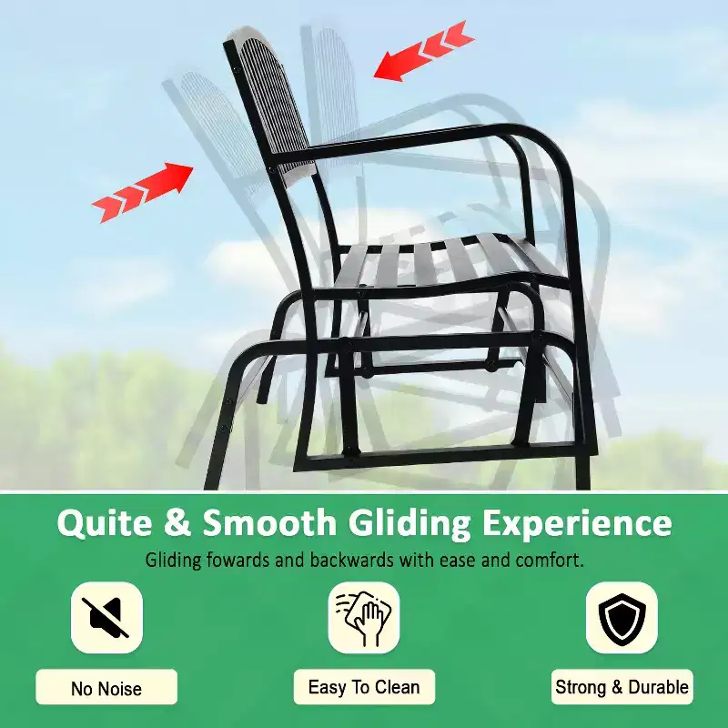 BestMassage Garden Bench Patio Glider Bench with Smooth Metal Frame, Black