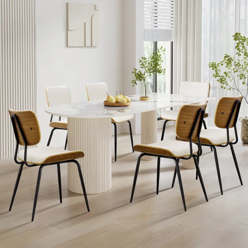 Faux Leather Upholstered Dining Chairs Set of 2/4 - 33.5 H x 17.5 W x 23 D