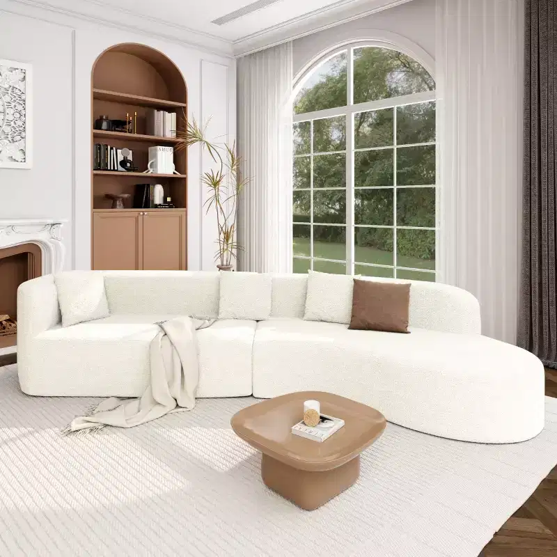 132 Modular Curved Sectional Sofas with Chaise, Modular Chenille Sofa Couch, Modern Sectional Sofa for Living Room & Bedroom-Panipeachy