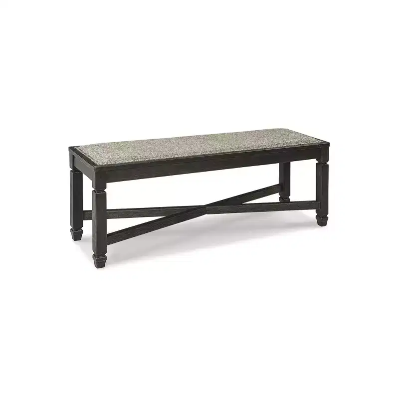 Upholstered Dining Bench, Black/Brown