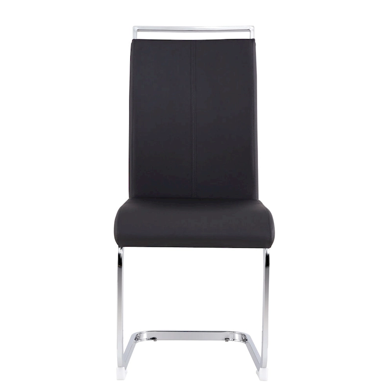 Dining Chair with C-shaped Chrome Metal Legs(Set of 4)