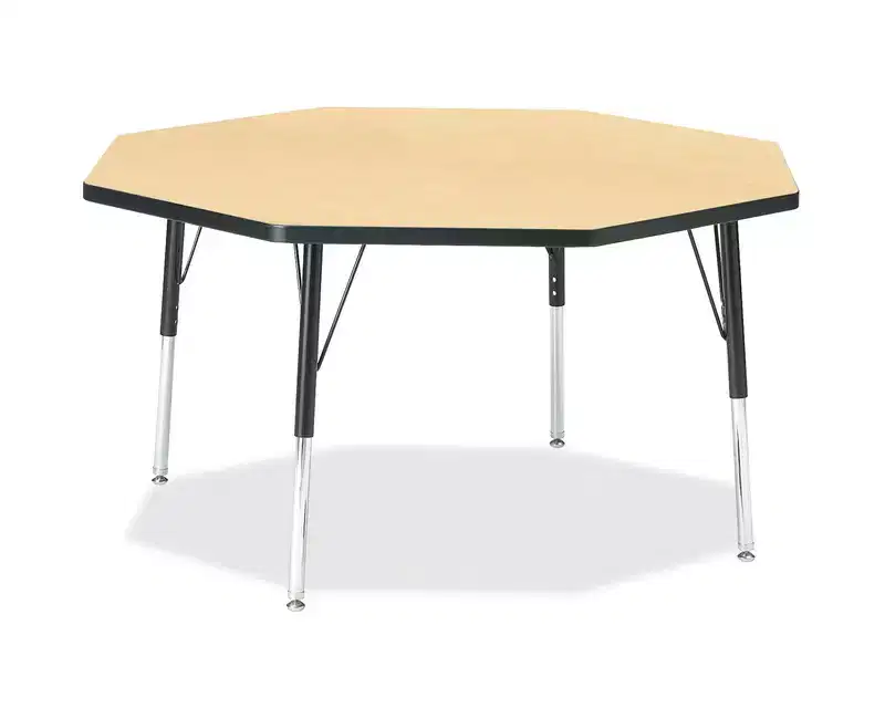 Jonti-Craft Berries Elementary Height Color Top Octagon Table 48 x 48 in Black