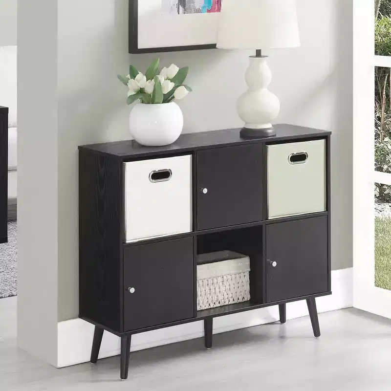 Storage Cube Organizer Sideboard Console Table with 3 Cubbies and 3 Cabinets