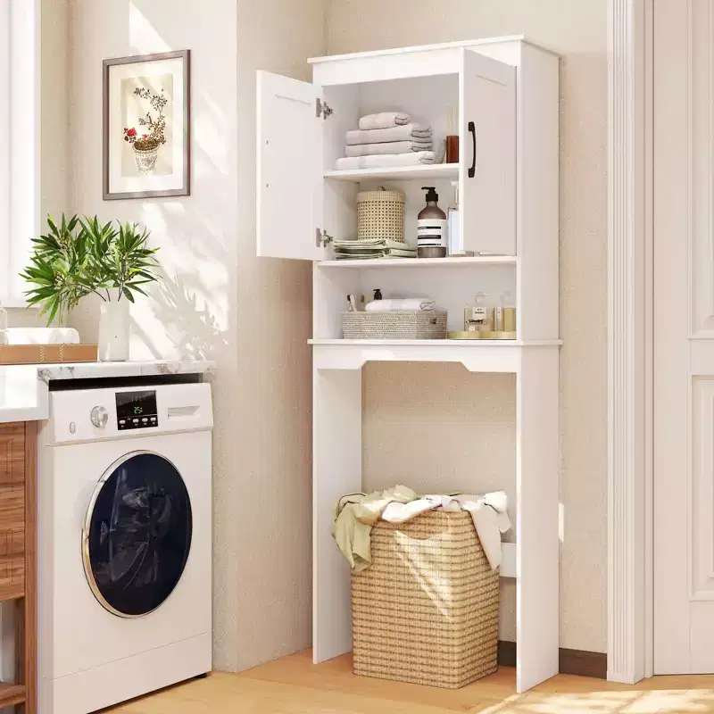 Costway Over The Toilet Storage Cabinet Bathroom Organizer w/ Adjustable Shelf