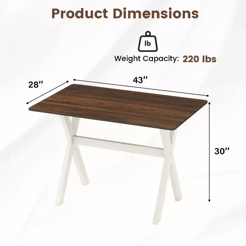 Costway Dining Table w/ X-shaped Frame Wood Grain Texture Tabletop Accent Side Table