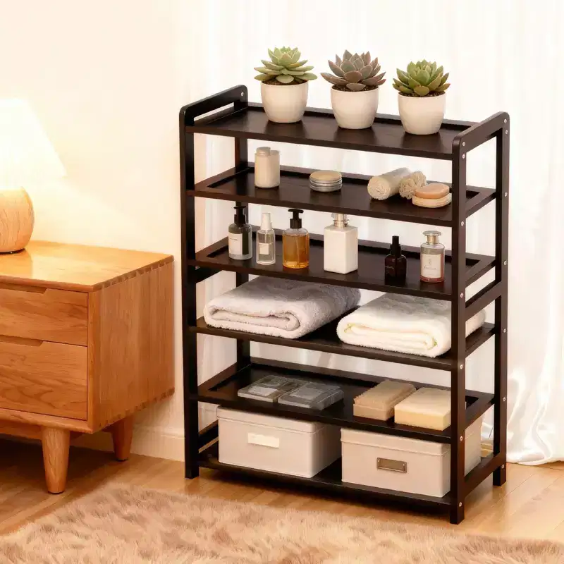 Karl Home 6-Tier Bamboo Shoe Rack Coffee Color 26.8 Inch W