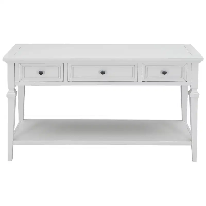 Whisen Classic Retro Style Console Table with 3-Top Drawers and Open Shelf