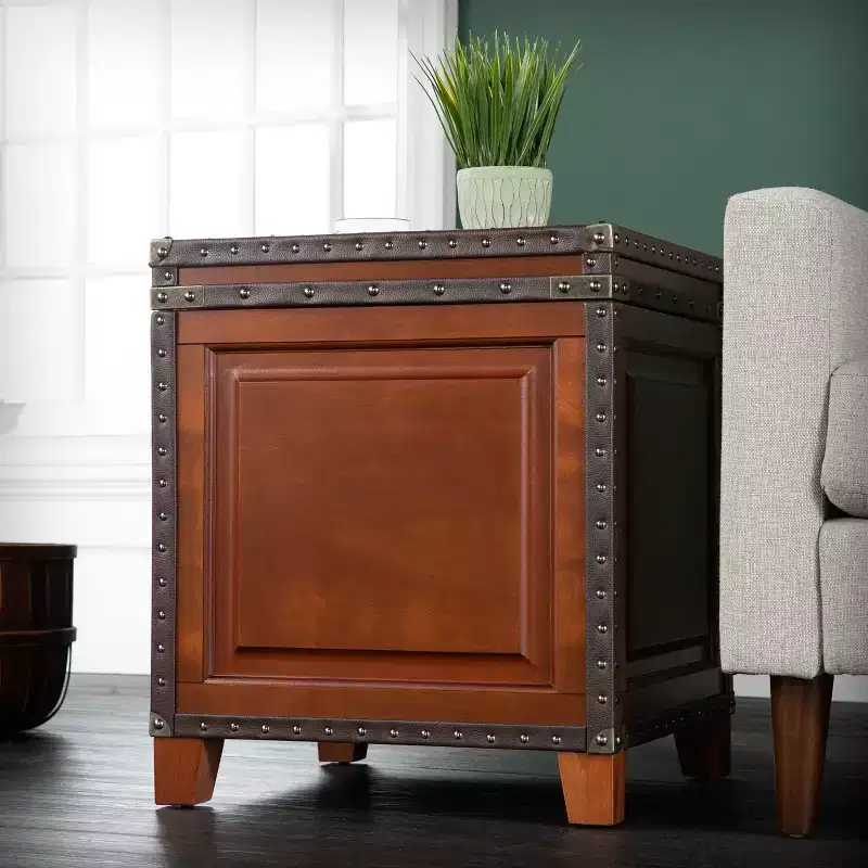 Amherst Trunk End Table with Storage - Brown - SEI