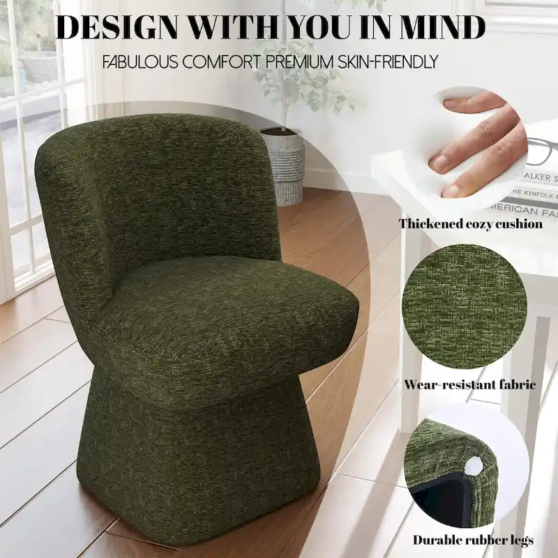 Fabric Upholstered Dining Chairs Set of 2