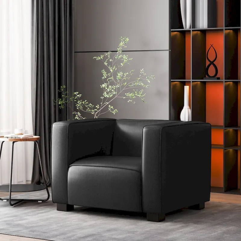 Goyette Faux Leather Club Chair by Christopher Knight Home