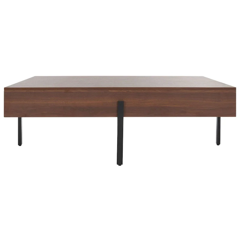 Rectangular Wood Coffee Table with Metal Legs, 47W x 30D x 16H