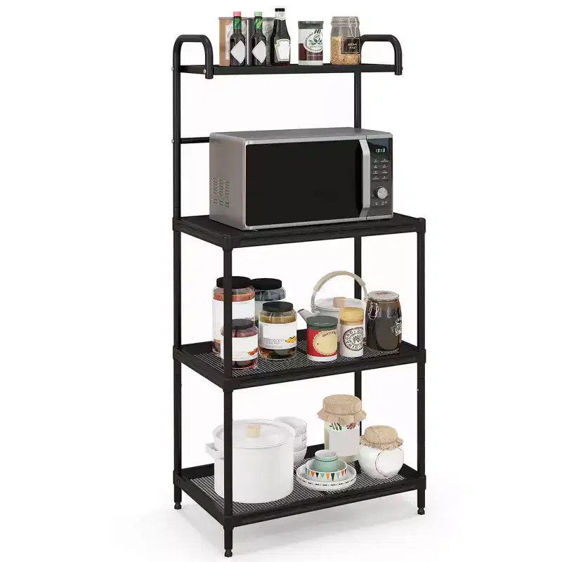 Costway 4-Tier Baker's Rack Microwave Oven Stand Shelves Kitchen Storage Rack Organizer Grey/White/Black