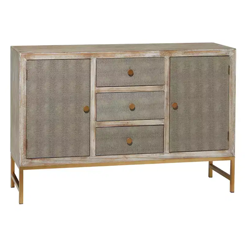 Contemporary Metal Cabinet Brown May: Chic Storage, 3 Drawers, No Assembly Required