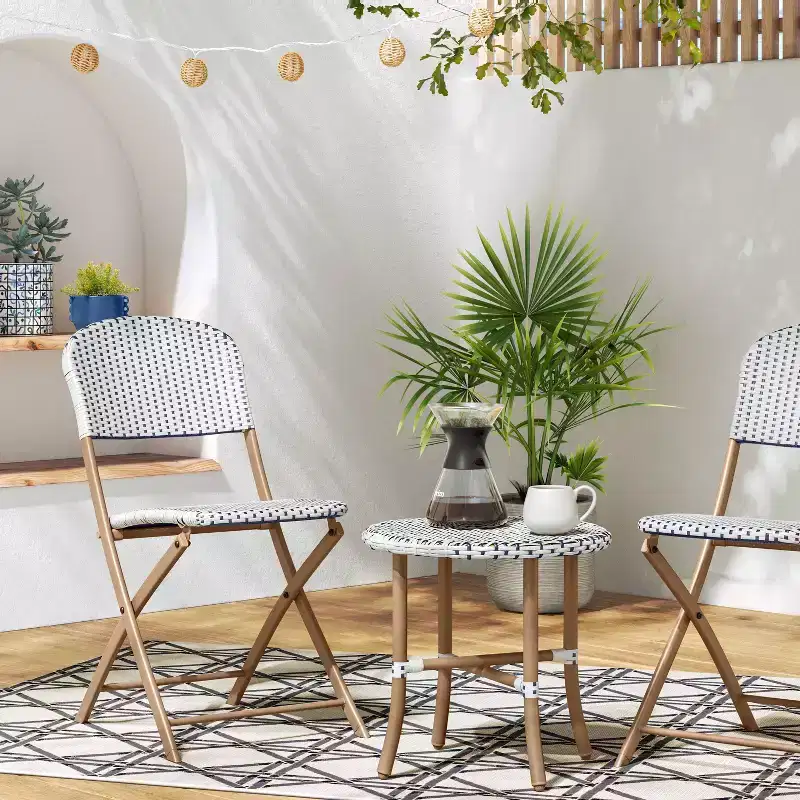 French Cafe Outdoor Folding Patio Accent Armless Chair Beige - Threshold™