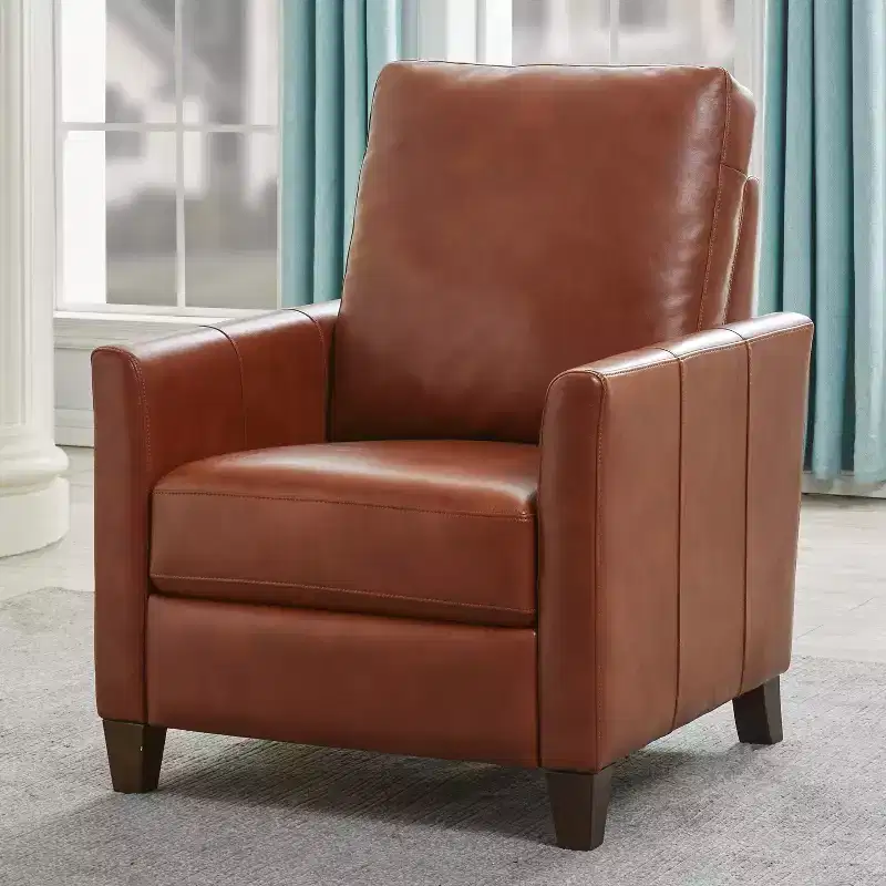 Upholstered Faux Leather Recliner Chair with Arms, Supports 300 lbs