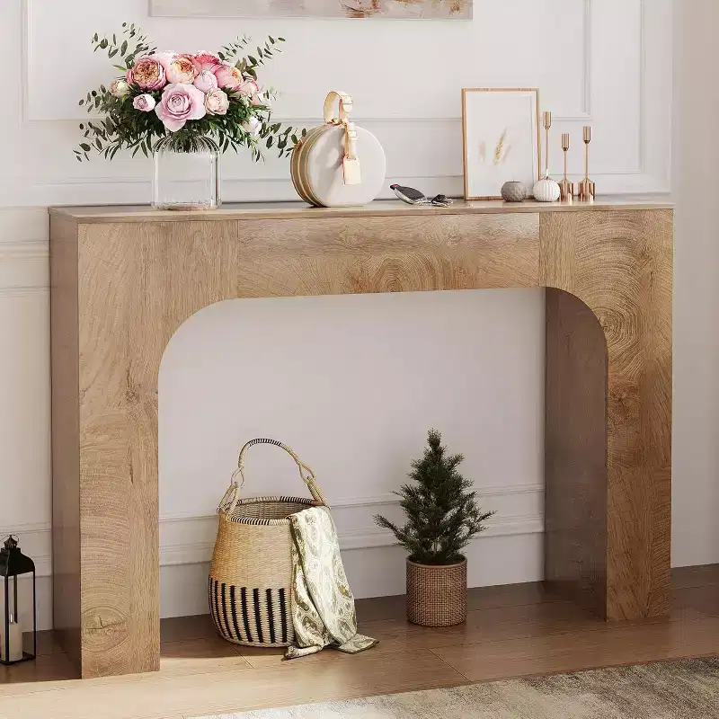 Farmhouse Console Table, Narrow Wood Entryway Table Behind Couch, Slim Rustic Hallway Furniture for Living Rooms, Foyers & Apartments