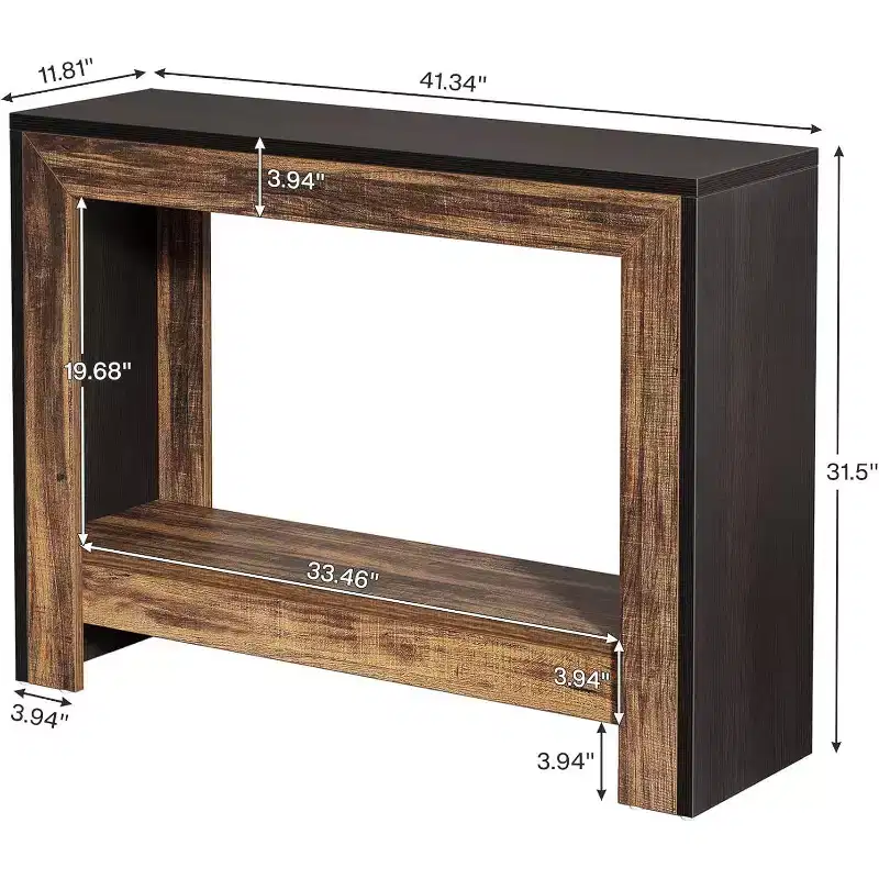 Lantine 41.3-Inch Farmhouse Console Table, Behind Couch Sofa Table with Storage for Living Room, Hallway, Foyer, Black + Brown, Easy Assembly