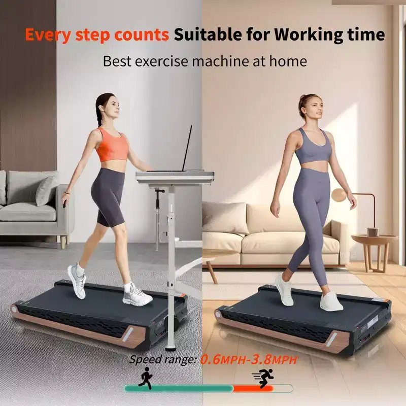 8 Incline Portable Treadmill  Under Desk Walking Pad with 2.55HP Motor, 220 lbs Capacity, LED Display, Space-Saving Design for Home Office