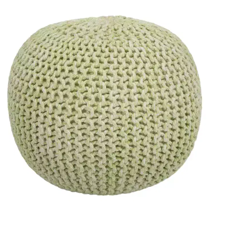 HomeRoots 19 Green Wool Round Pouf Ottoman